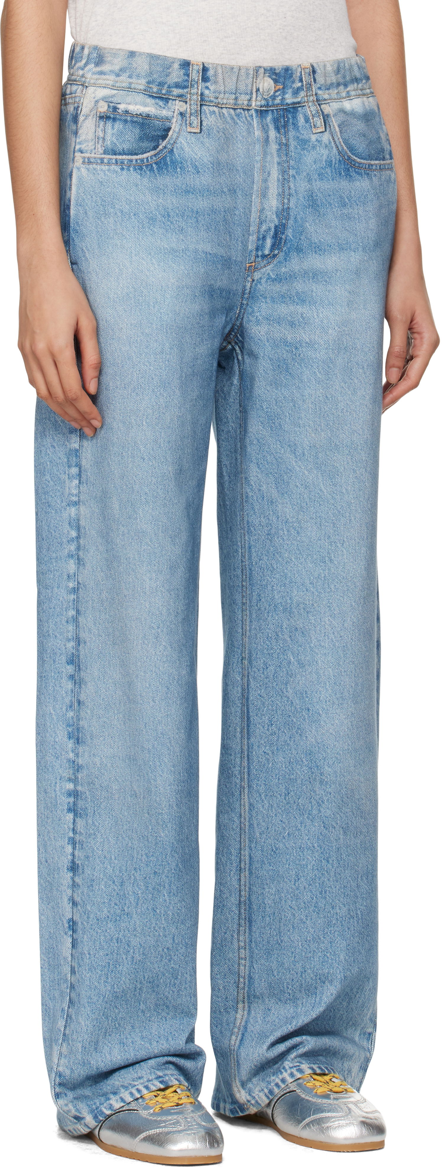 Дънки rag & bone Miramar Terry Wide-Leg Lounge Pants Синьо | WCW24F70028202, 1