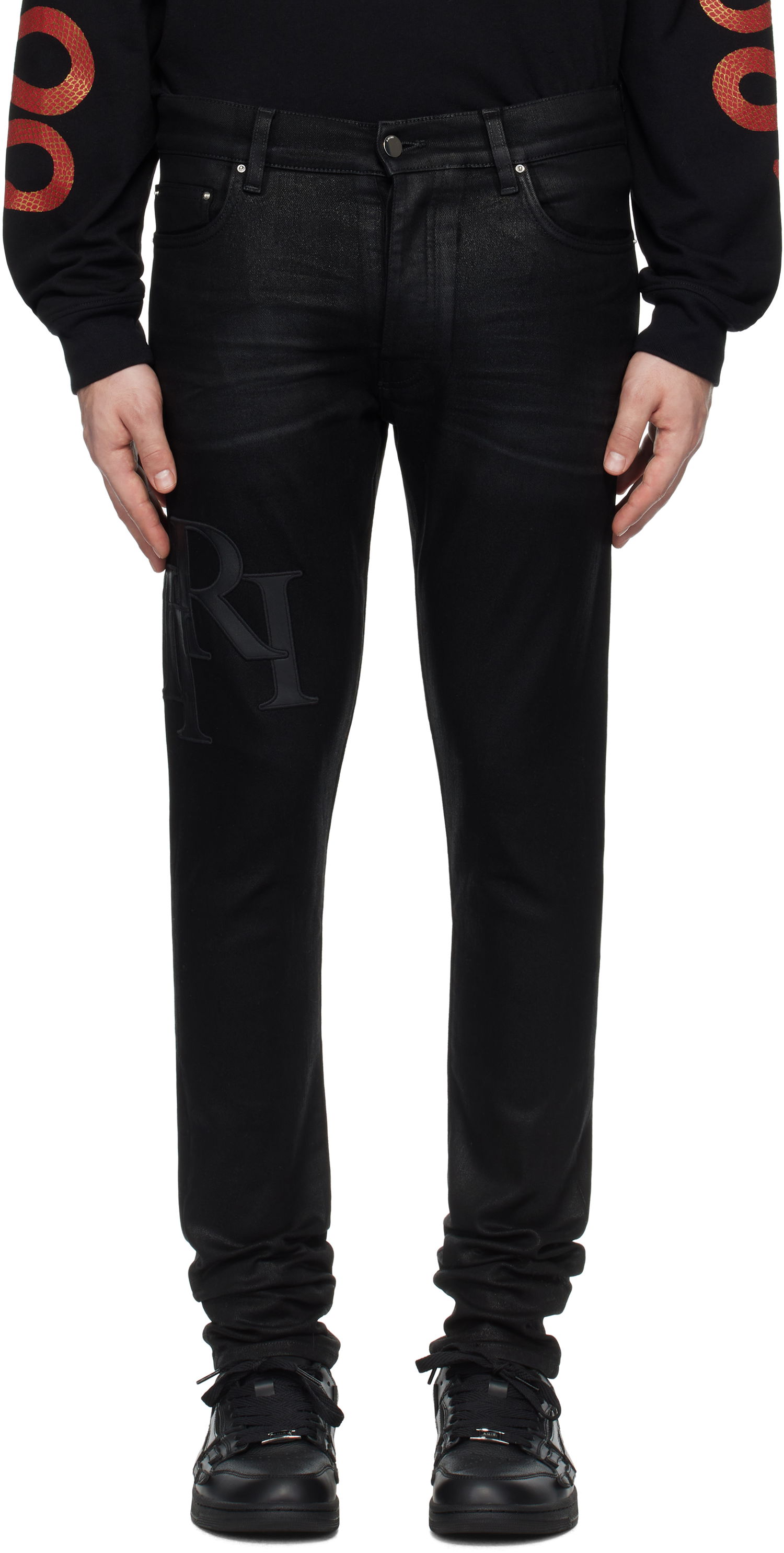 Дънки AMIRI Amiri Skinny Jeans With Staggered Logo Черно | AMDNSY1140, 0