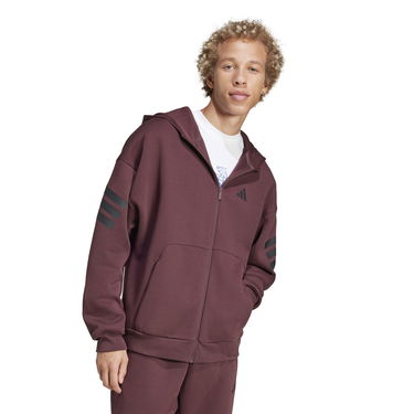 Суитчър adidas Performance 3-Stripes Full-Zip Hoodie Бургунди | JD4830, 3