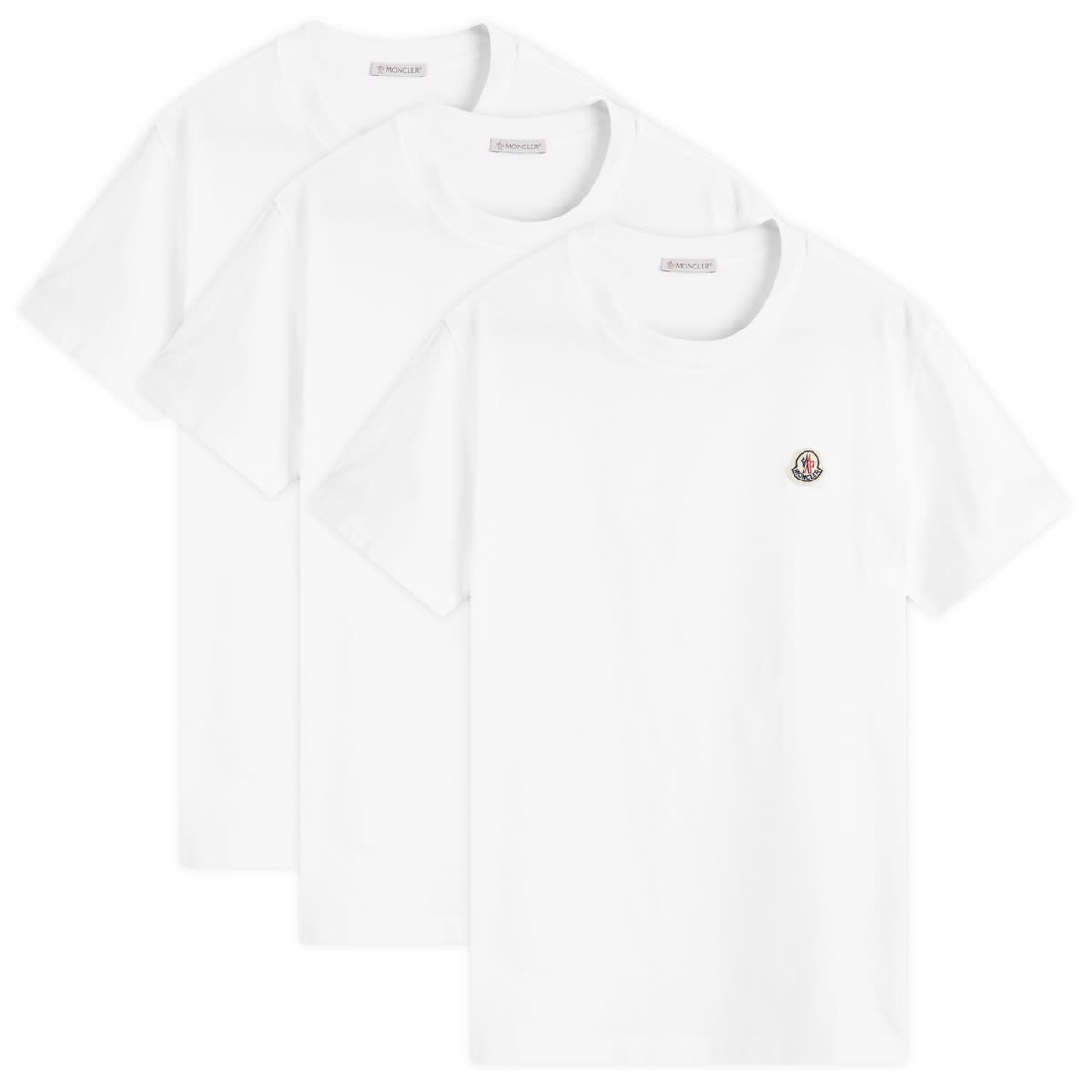 Тениска Moncler Pack of 3 Lightweight Cotton Jersey T-Shirts White Large Бяло | 8C000-26-829H8-001, 1