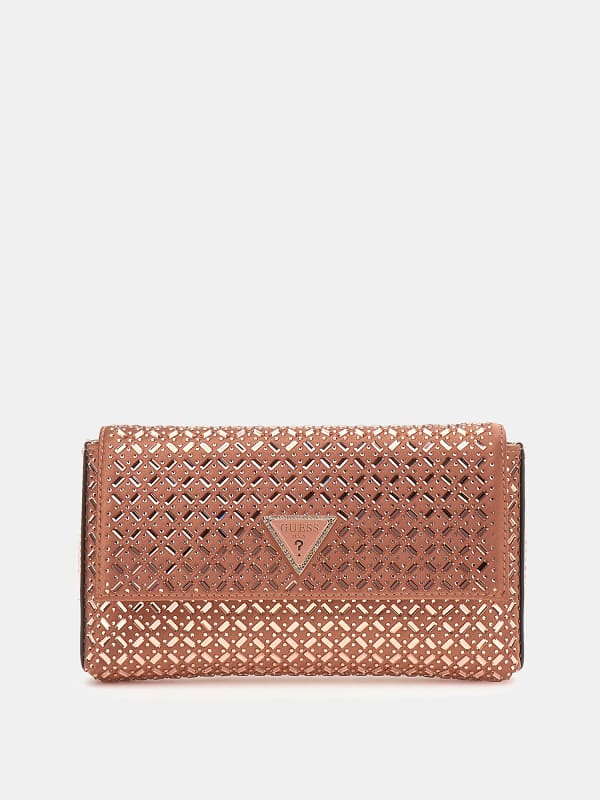 Дамска чанта GUESS Zalina Satin Rhinestone Clutch Розово | HWXG9350700, 0