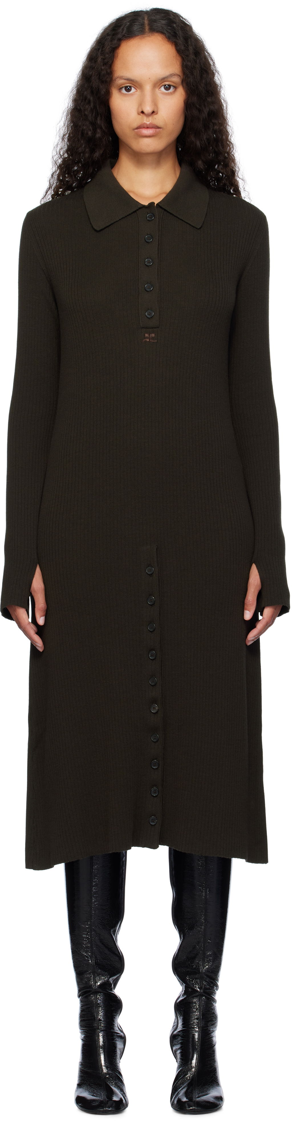 Пуловер Courrèges Courrèges Midi Polo Dress Зелено | 324MRO468FI0049, 0