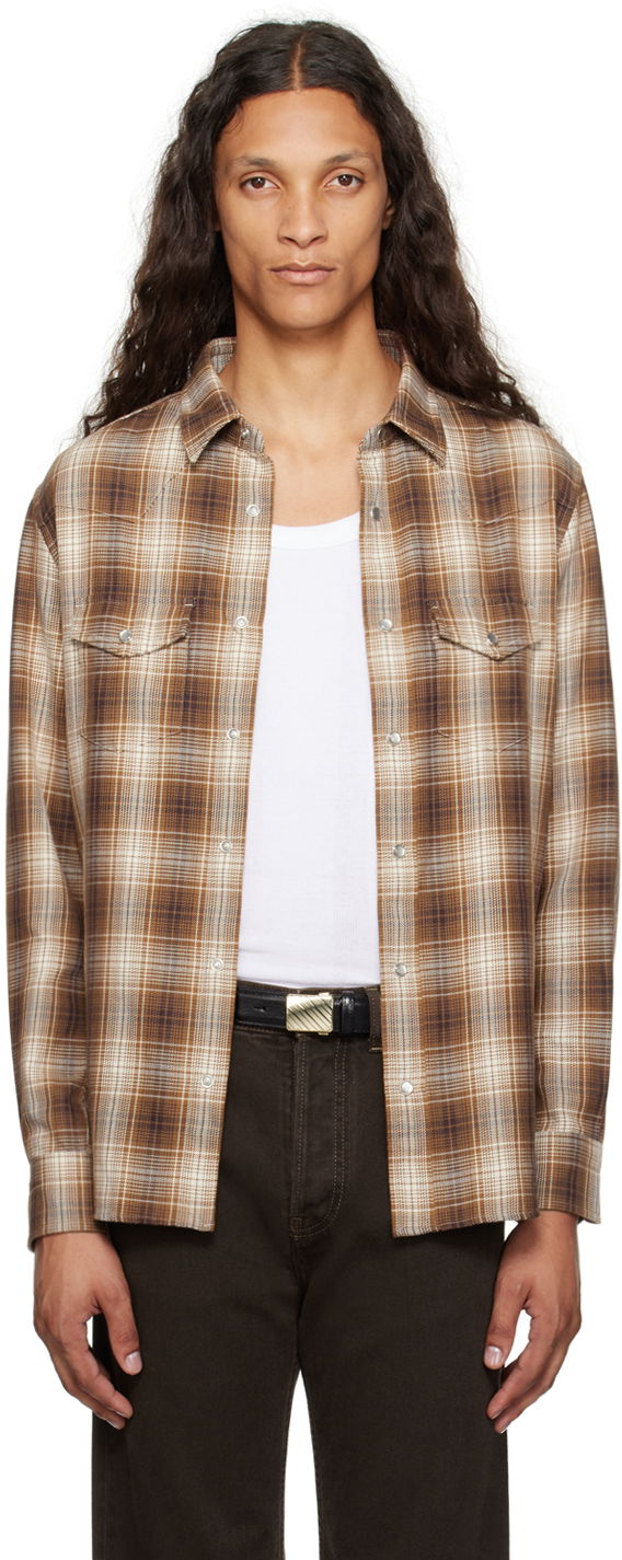 Риза Tom Ford Brown Grand Check Western Shirt Бежово | HDS001-FMC149F24