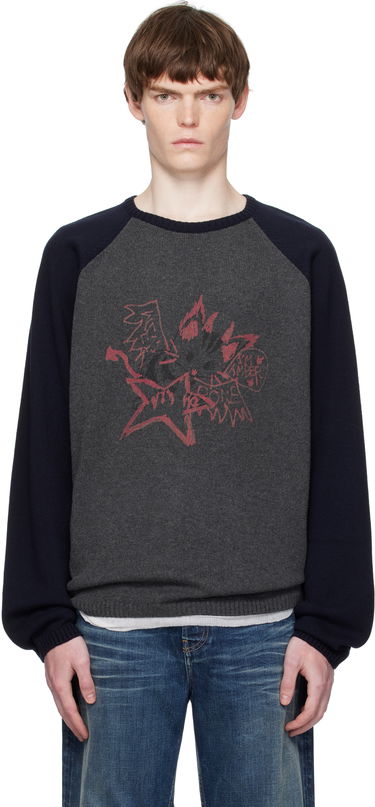 Пуловер We11done We11done Printed Raglan Knit Pullover Sweater Сиво | WD-KO2-25-659-U-CH, 0