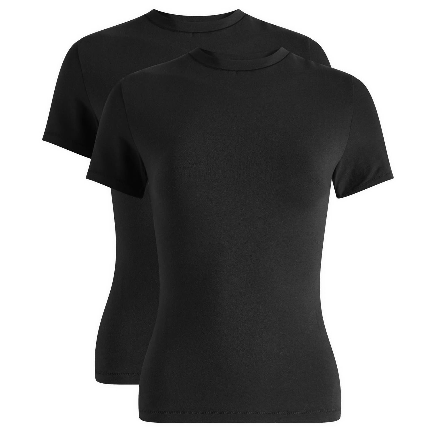 Тениска SKIMS 2 Pack Cotton Jersey T-Shirts Черно | SS-STT-7240W-SOOT, 0