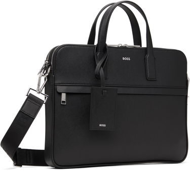 Чанта през рамо BOSS Saffiano Leather Briefcase with Embossed Logo Черно | 50542241, 1