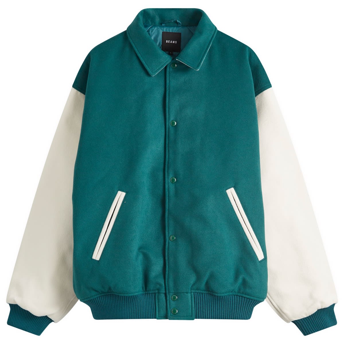 Яке бомбър BEAMS Fleece Stadium Coach Jacket Зелено | 1118-1855-147-65, 0