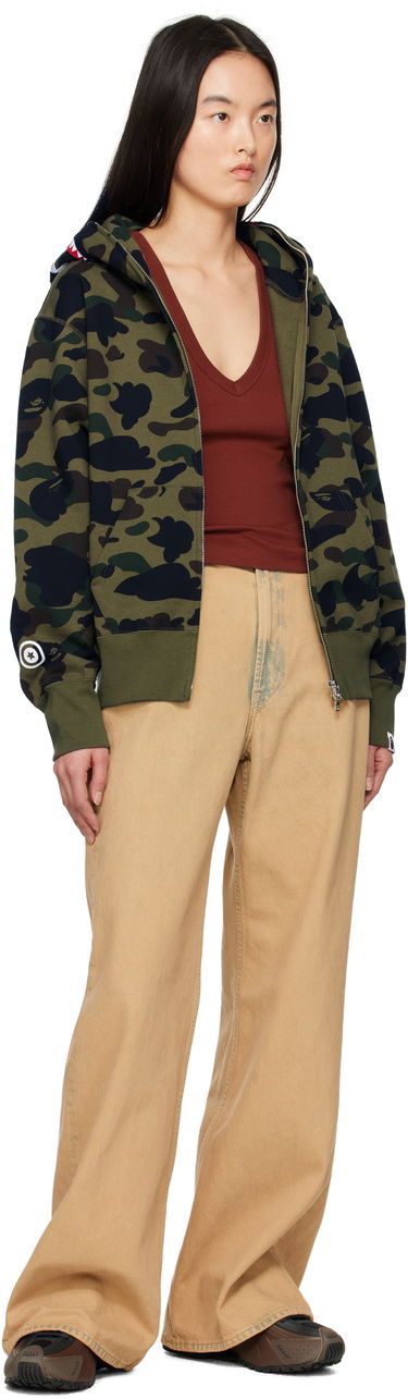 Суитчър BAPE A Bathing Ape ABC Camo Shark Full Zip Hoodie Зелено | 001ZPK802006L, 3
