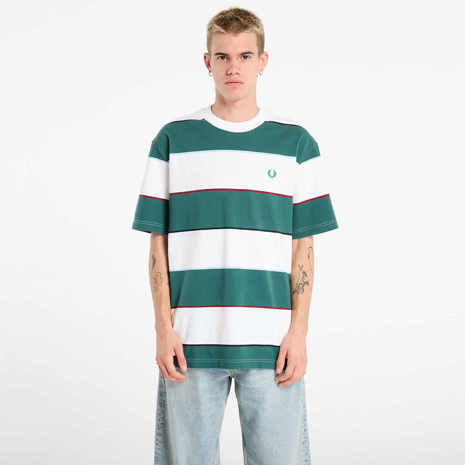 Тениска Fred Perry Fred Perry Striped Relaxed T-Shirt Зелено | M1749 129, 0