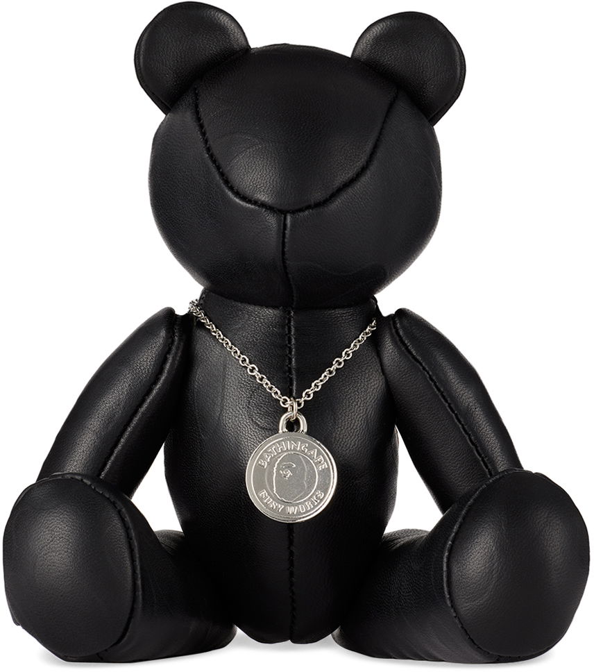 Flexstyle BAPE BAPE Black Solid Camo Leather Bear Plush Toy Черно | 001FGK301002M, 0