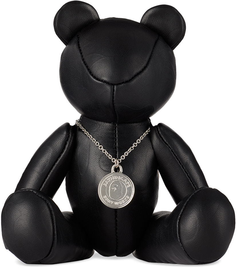 Flexstyle BAPE BAPE Black Solid Camo Leather Bear Plush Toy Черно | 001FGK301002M