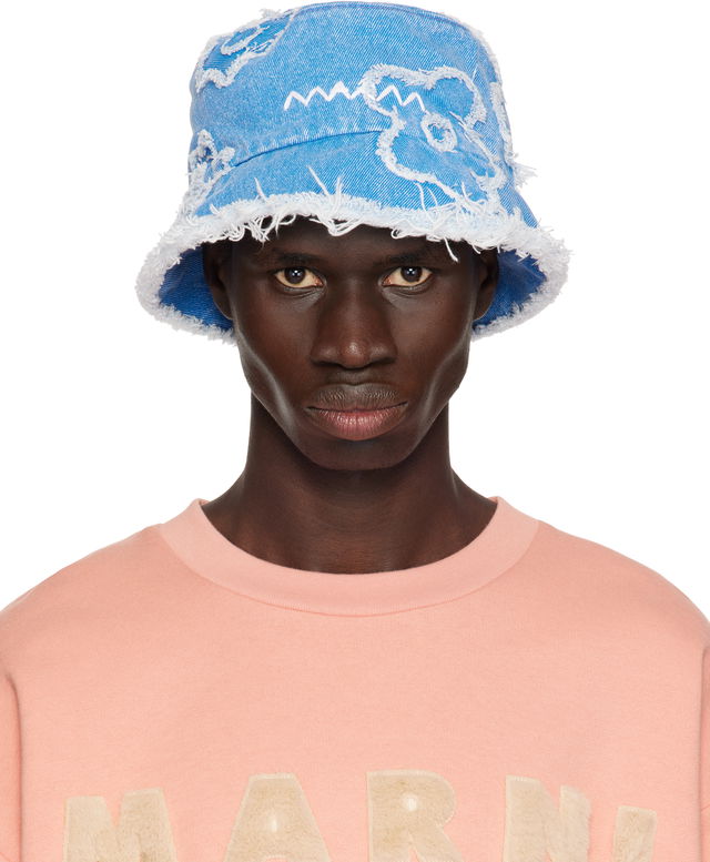 Frayed Patched Denim Bucket Hat