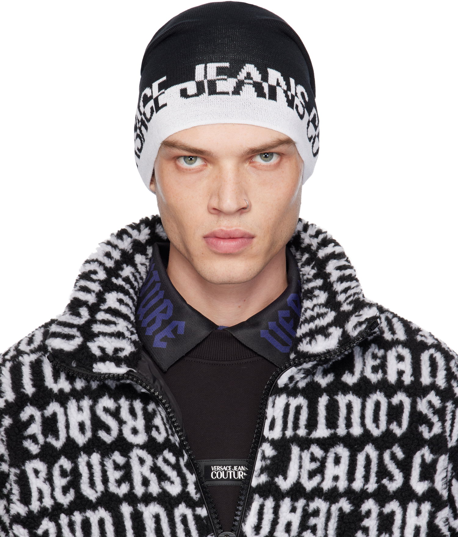 Шапка Versace Cut Logo Beanie Черно | E77GAZK57_EZG315, 0