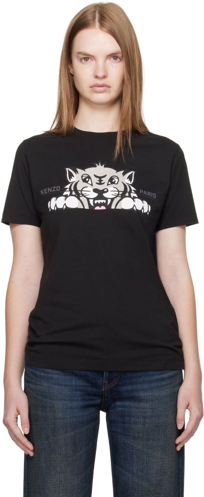 Тениска KENZO Kenzo Paris 'Happy Tiger' T-Shirt Черно | FF62TS3524SO