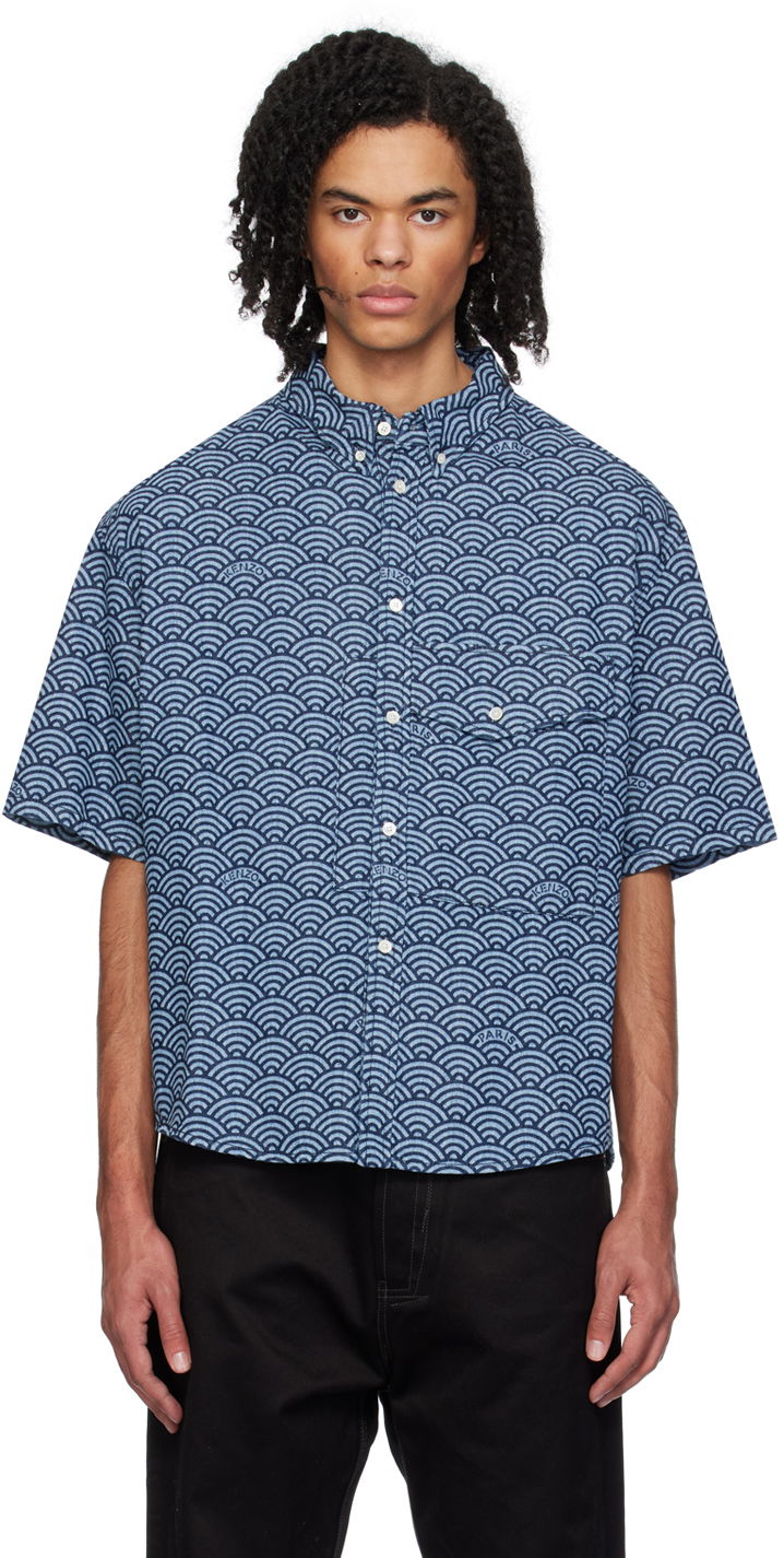 Риза KENZO Paris Seigaiha Denim Shirt Синьо | FE55DC1016L1, 0