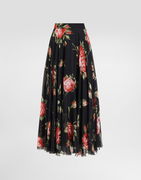 Rose Bouquet-print Chiffon Circle Skirt