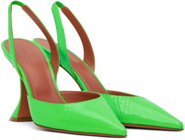Кецове и обувки Amina Muaddi Sling Back Patent Leather Heels Зелено | HOLLI SLING CL SNAKE, 3