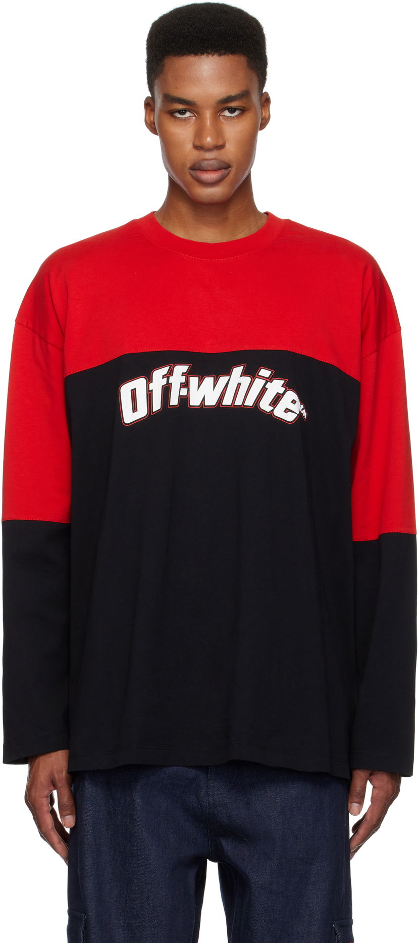 Тениска Off-White Half Arrow Wide T-shirt Черно | OMAB091F24JER0031001