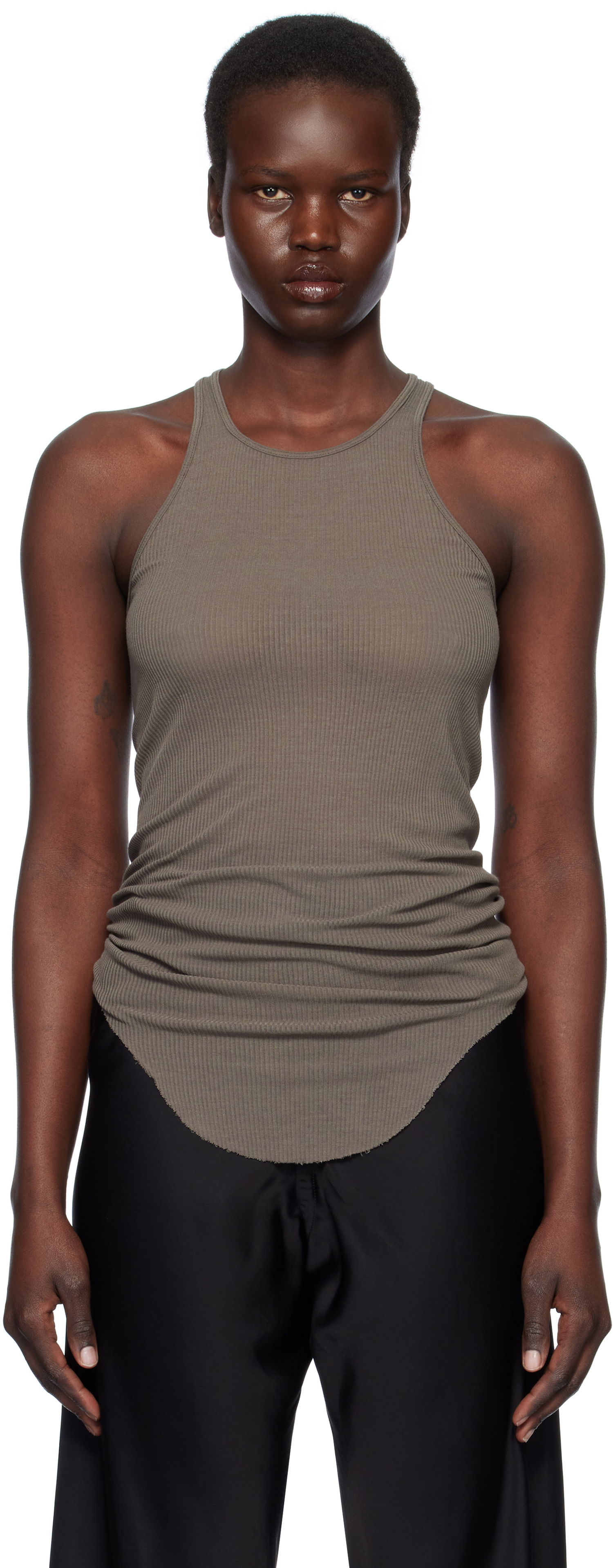 Потник Rick Owens Rick Owens Hollywood Basic Rib Tank Top Кафяво | RP01E7101 RC, 0