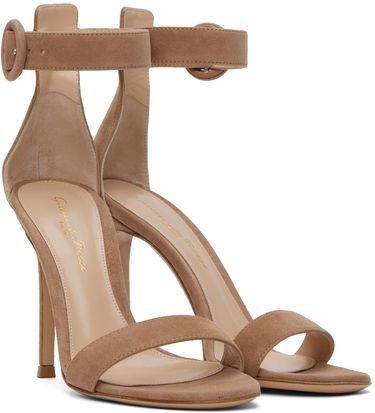 Кецове и обувки Gianvito Rossi Portofino Suede Heeled Sandals Бежово | G61096.15RIC.CAM, 3