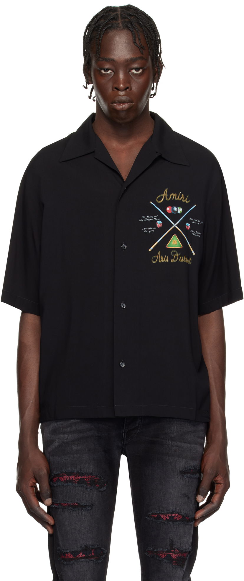 Риза AMIRI '' Pool Cue Bowling Shirt Черно | AMSTCA1078