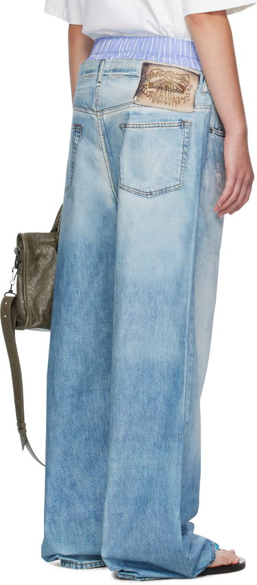 Панталони Acne Studios Acne Studios Printed Wide-Leg Trousers Синьо | AK0918-, 2