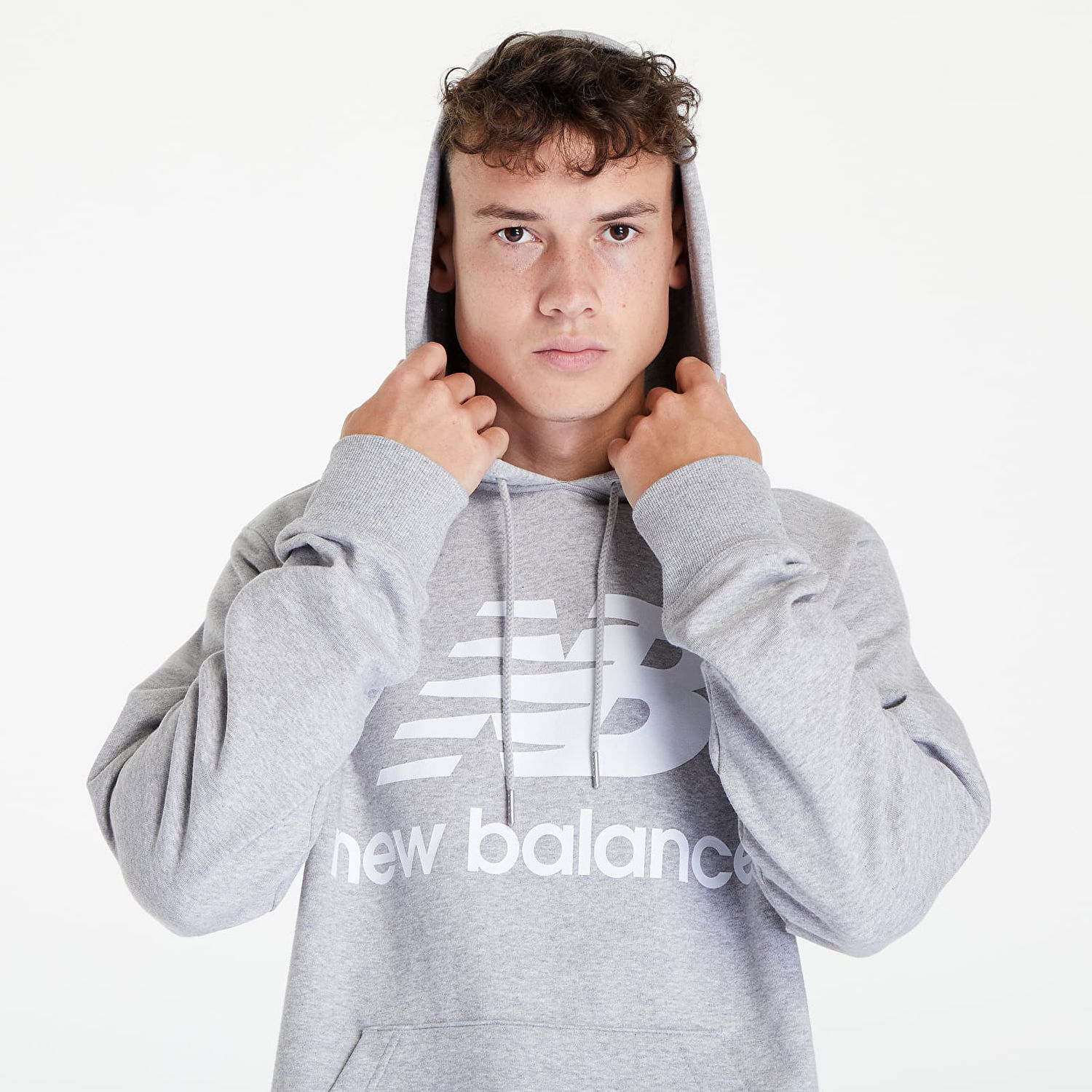 Суитчър New Balance Essentials Pullover Hoodie Athletic Сиво | MT03558AG, 0