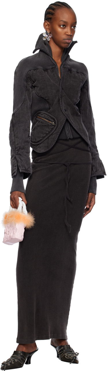 Пола Ottolinger Ottolinger Rib Knit Maxi Skirt Черно | 408001, 3