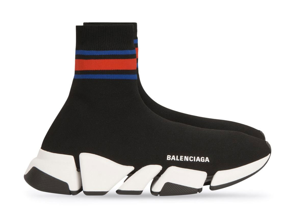 Кецове и обувки Balenciaga Speed 2.0 Black Blue Red Stripe Черно | 674617W2F611046, 0