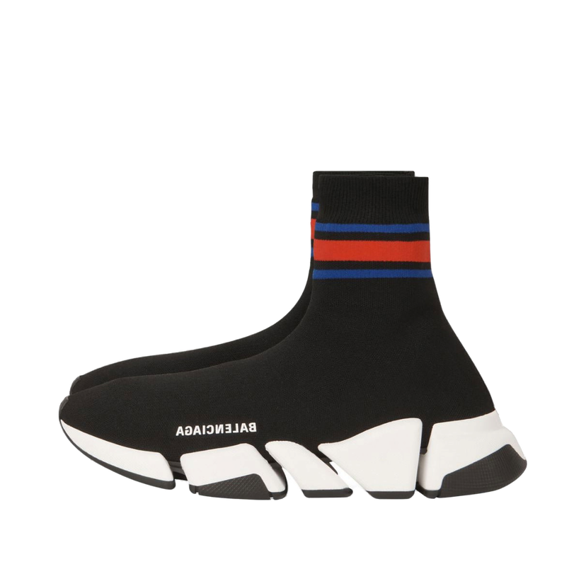 Кецове и обувки Balenciaga Speed 2.0 Black Blue Red Stripe Черно | 674617W2F611046