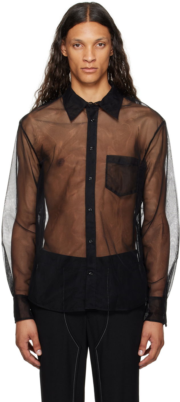 Риза Simone Rocha Simone Rocha Sheer Shirt Черно | 5289 0069, 0