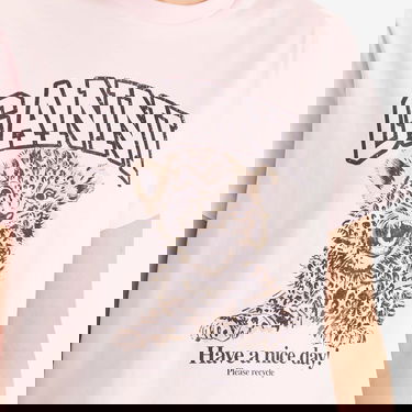 Тениска GANNI GANNI Relaxed Fit Leopard Print T-Shirt Розово | T4161-868, 5