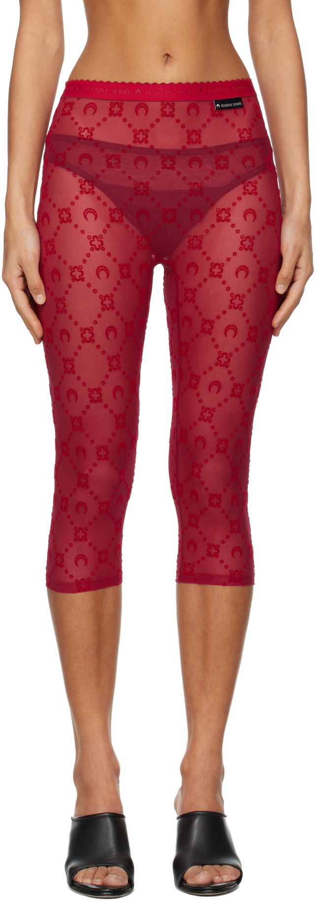 Moonogram Mesh Flock Capri Leggings