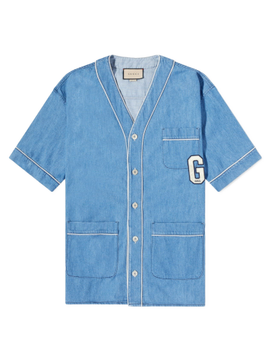 Washed Denim Logo Bowling Shirt