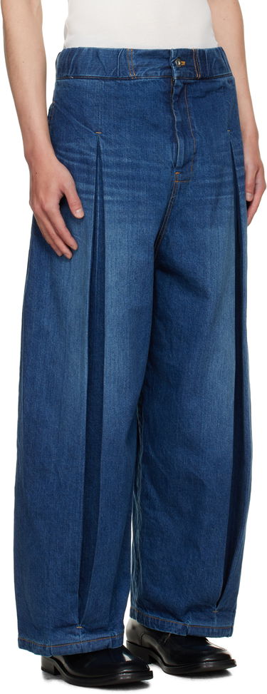 Дънки sage NATION SAGE NATION Box Pleat Jeans Синьо | S074 BOX PLEAT TROUSER DENIM D, 1