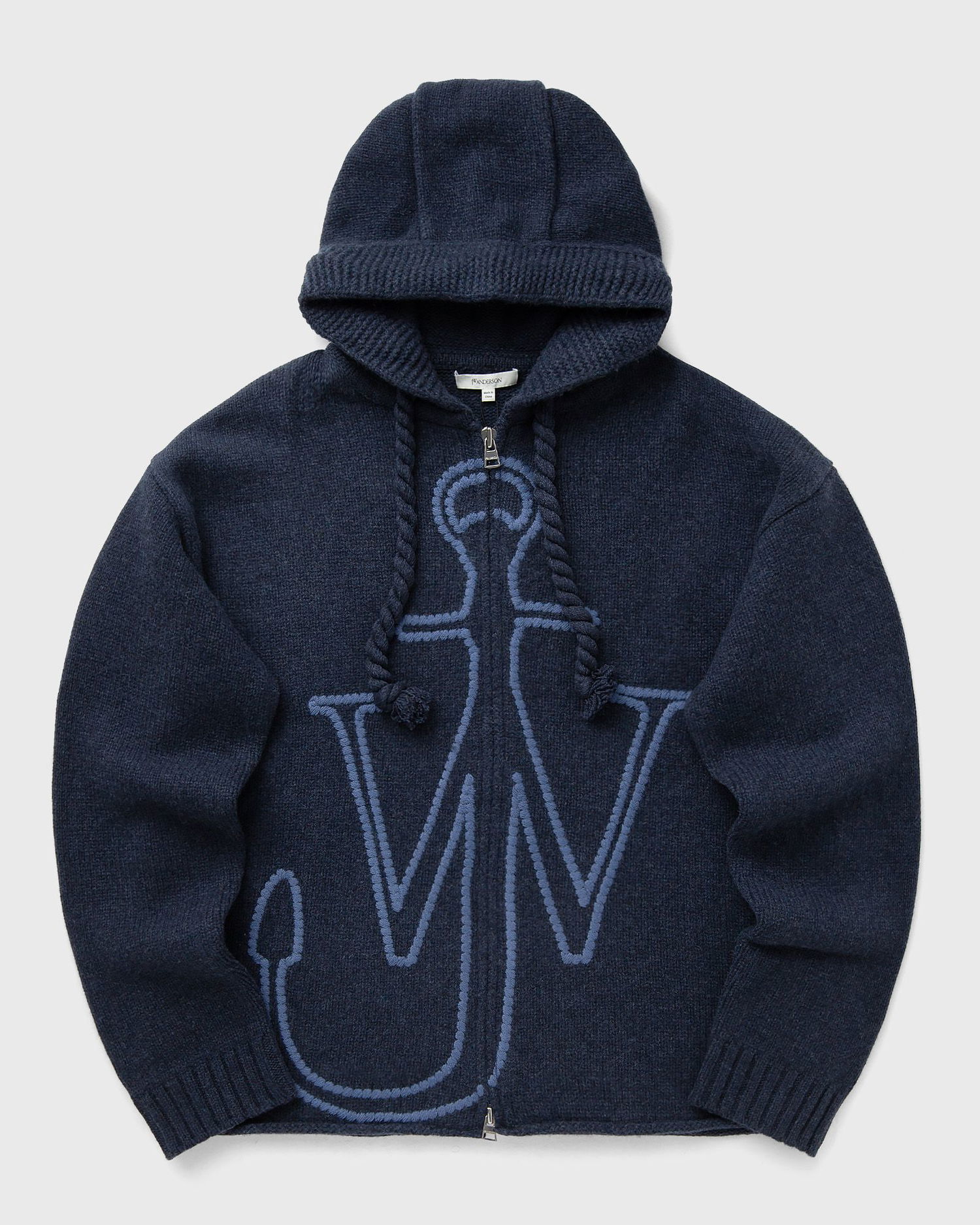 Суитчър JW Anderson JW Anderson Anchor Embroidery Knitted Zip Hoodie Тъмно синьо | KW1429-YN0412-768, 1