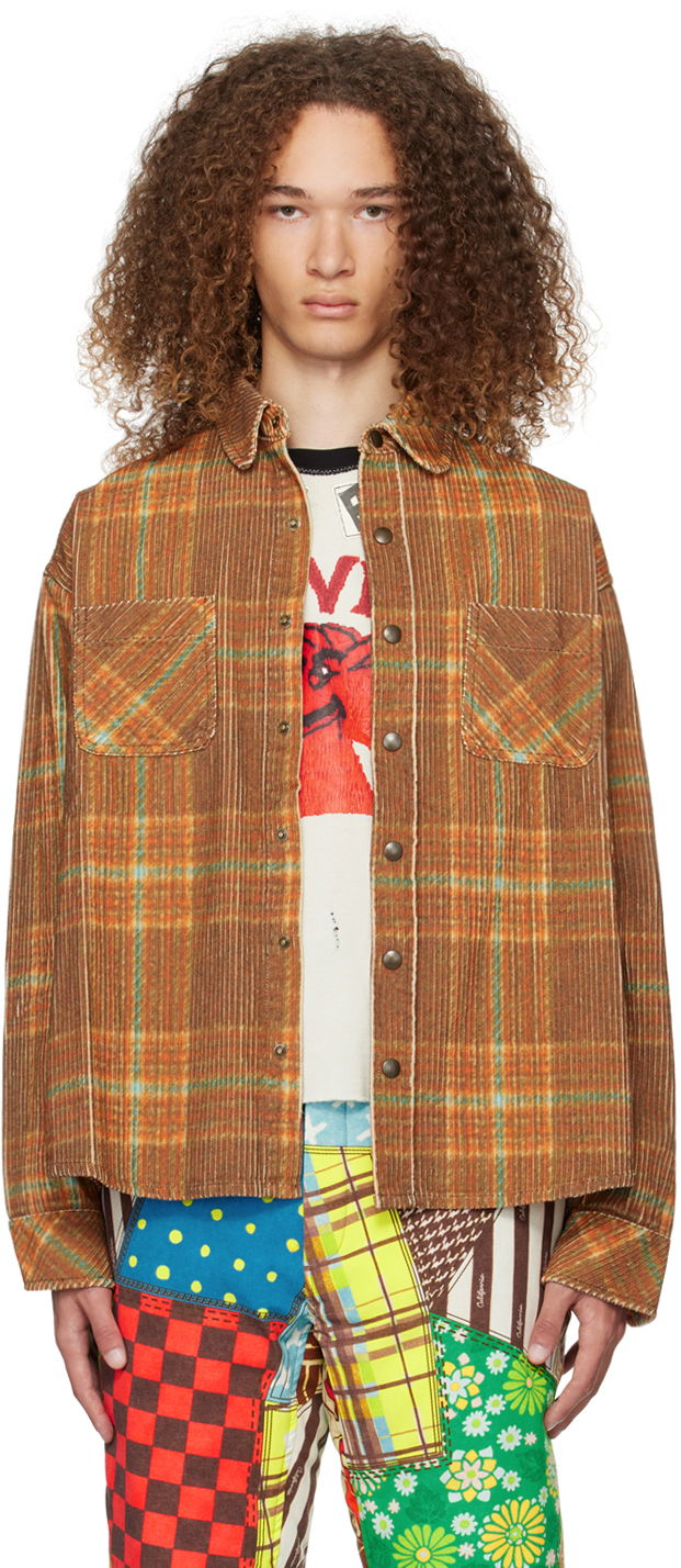 Риза ERL ERL Plaid Shirt Кафяво | ERL07B010, 0