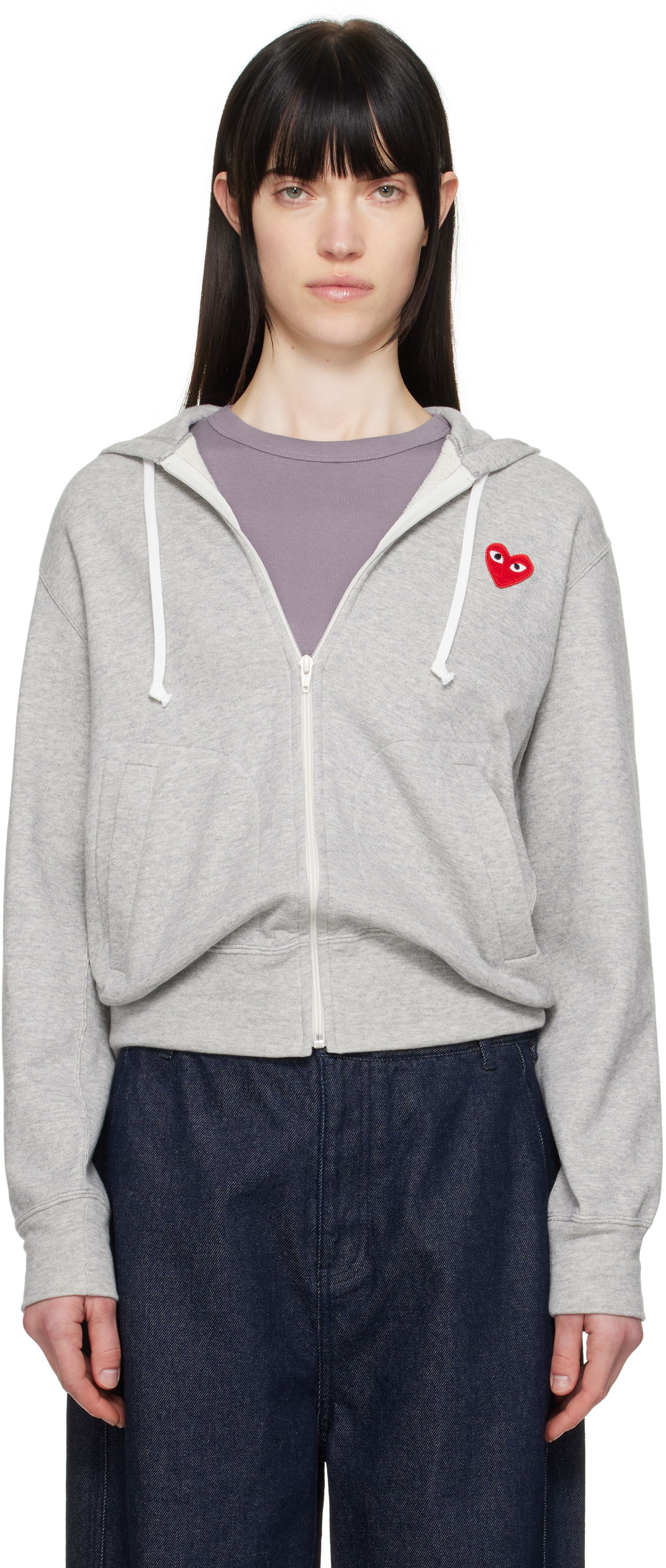 Суитчър Comme des Garçons COMME des GARÇONS PLAY Small Heart Zip-Up Hoodie Сиво | T168-051, 0