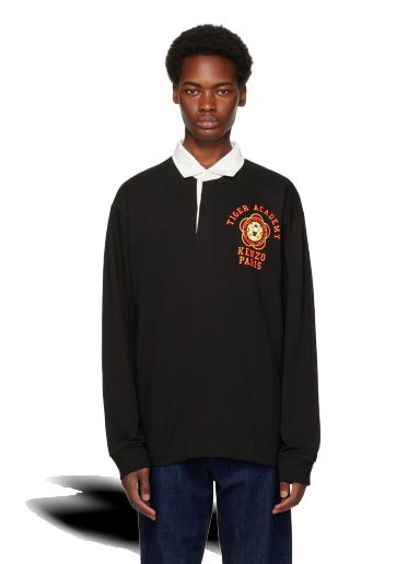 Поло тениска KENZO Paris 'Tiger Academy' Long Sleeve Polo Черно | FD65PO5294SI