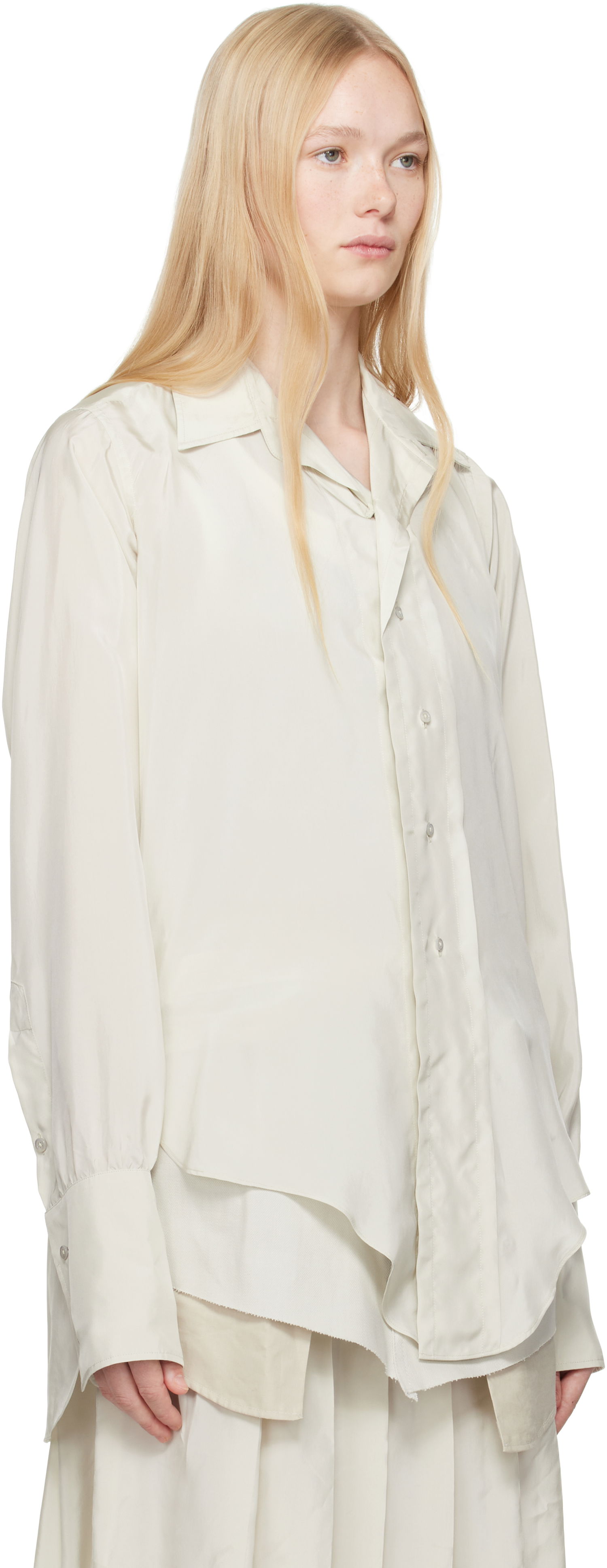 Риза Maison Margiela Maison Margiela Dropped Hem Shirt Бяло | S51DT0020 S76632, 1