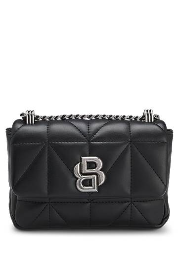 Чанта през рамо BOSS Small quilted shoulder bag with Double B monogram Черно | 50557965, 0