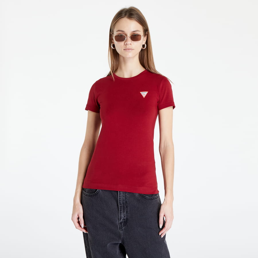 Тениска GUESS Mini Triangle T-Shirt Бургунди | W2YI44J1311-G5B7, 0