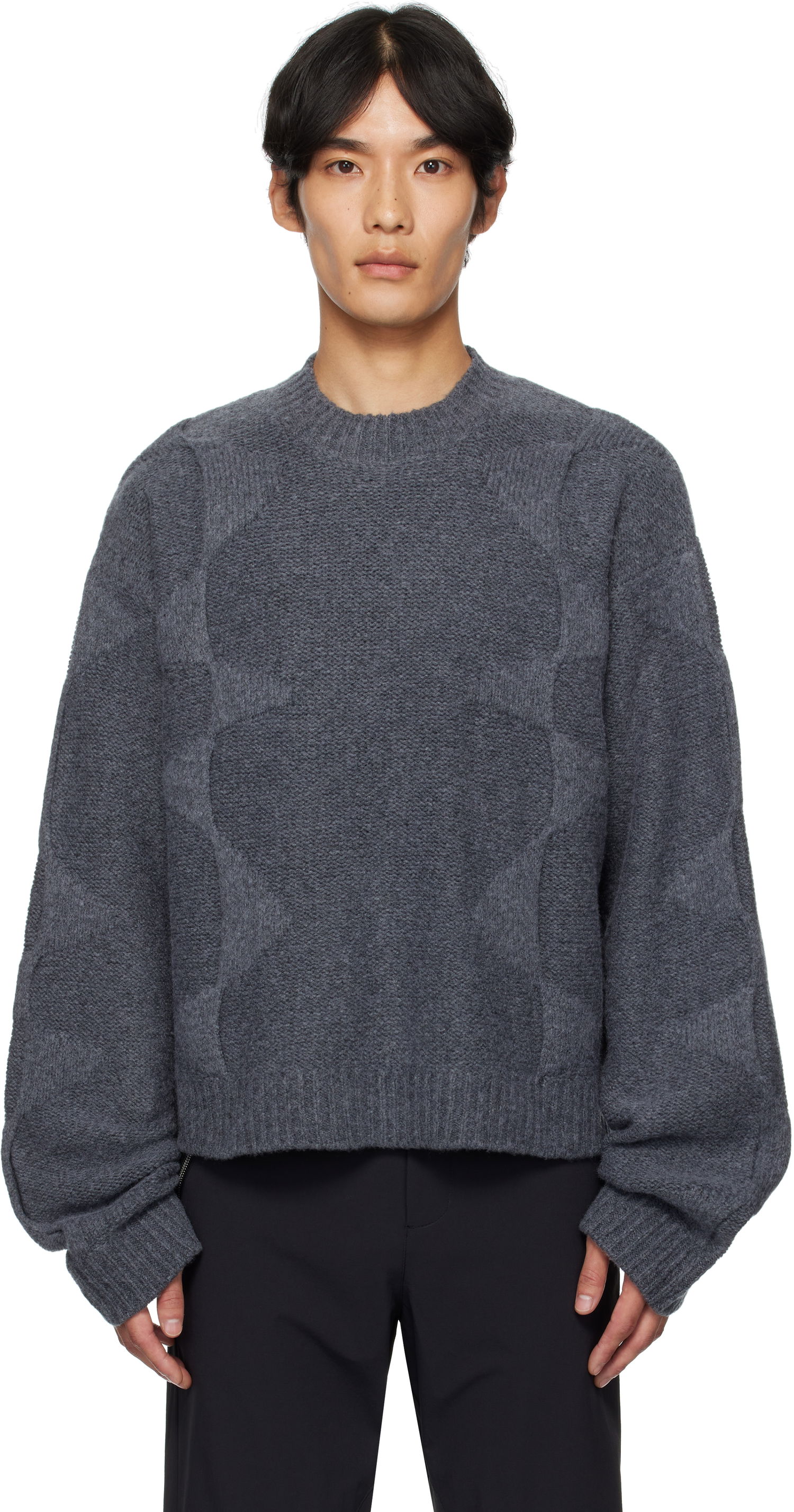 Пуловер HELIOT EMIL HELIOT EMIL Cropped Spiral Knit Sweater Сиво | PREAW25_M_07_063_DGY05_CO, 0