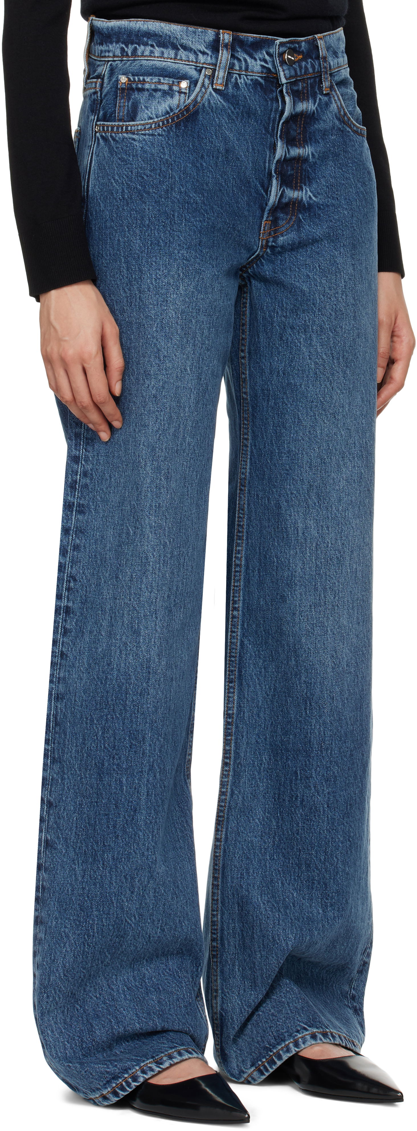 Дънки Anine Bing ANINE BING Hugh Wide Leg Jeans Синьо | A-06-1134-418-WHD8, 1
