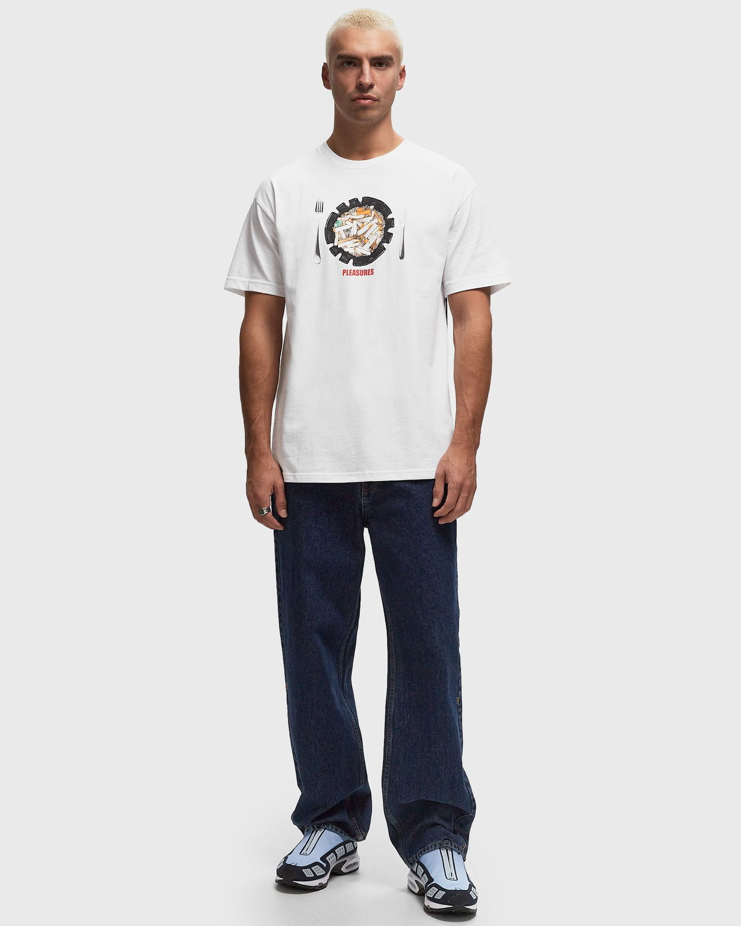 Тениска Pleasures Dinner White T-Shirt Бяло | P24F078-WHITE, 1