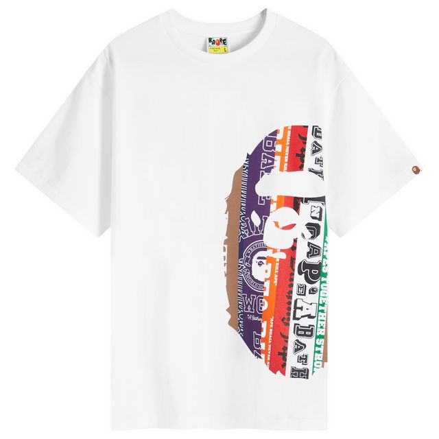 A Bathing Ape Men's Fans Scarf Side Big Ape Head T-Shirt in White, Size Large | END. Clothing