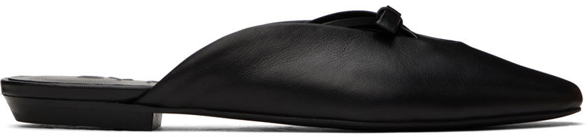 Кецове и обувки BY FAR Leather Mules with Bow Detail Черно | 23PFFNNFBLNAP, 0