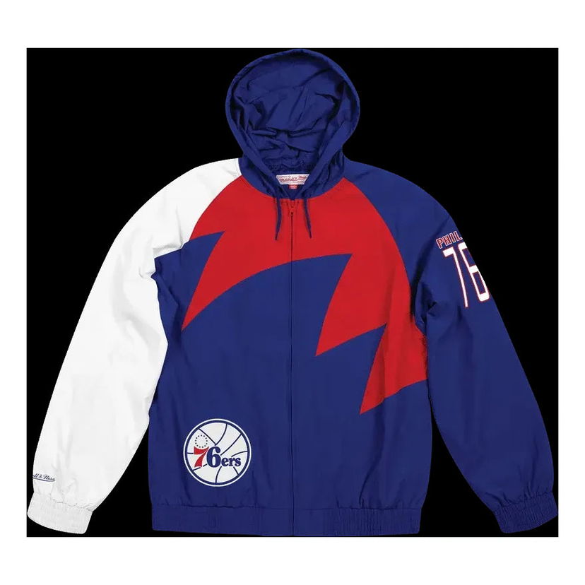 Ветровка Mitchell & Ness Mitchell & Ness Philadelphia 76ers Shark Tooth Hooded Jacket Синьо | BA57PH-P76-B-K1P