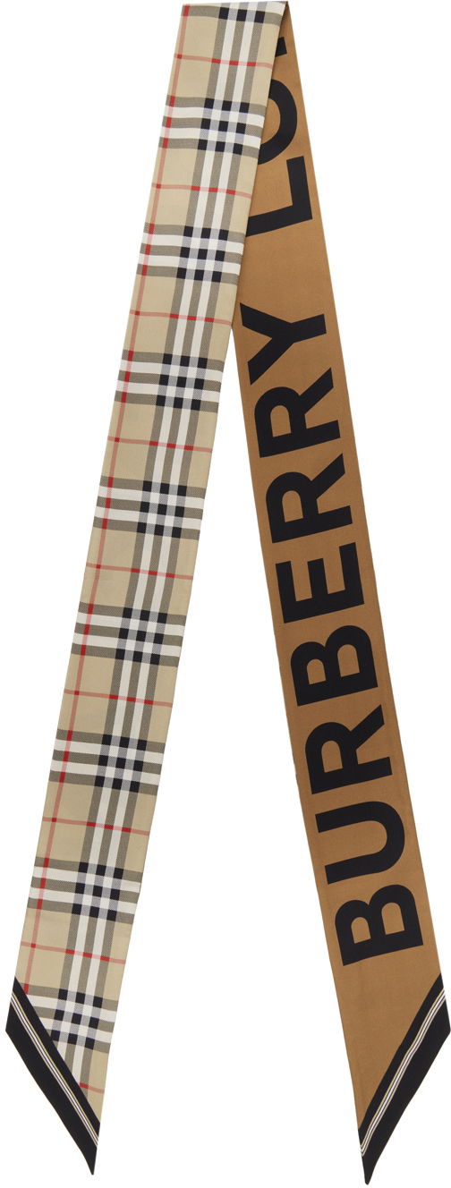 Шал Burberry Vintage Check Skinny Scarf Beige Бежово | 8028950