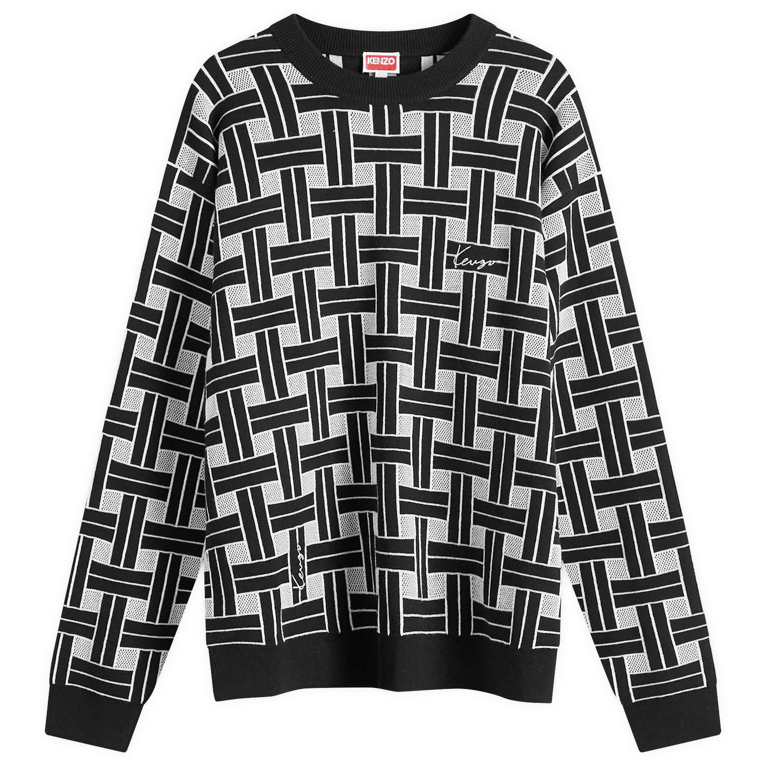 Суитчър KENZO Men's Weave Knit Crew in Black, Size Small | END. Clothing Черно | FE65PU4793CA-99J, 0